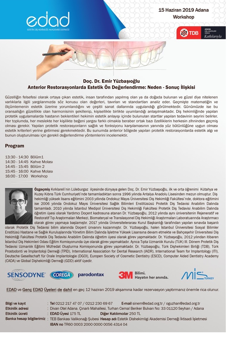 15 HAZİRAN CUMARTESİ GÜNÜ EDAD WORKSHOP