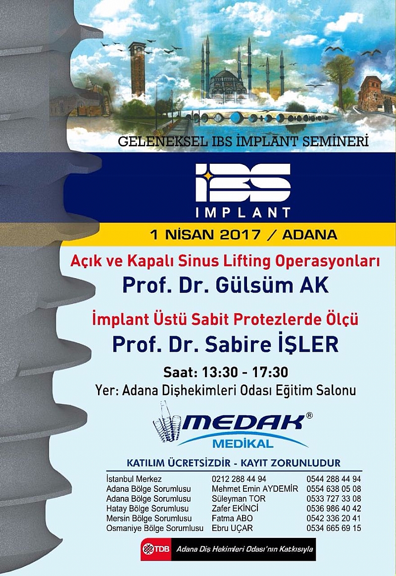01 NİSAN CUMARTESİ GÜNÜ ST: 13:30-17:30 ARASINDA ODAMIZDA İMPLANT SEMİNERİ YAPILACAKTIR.